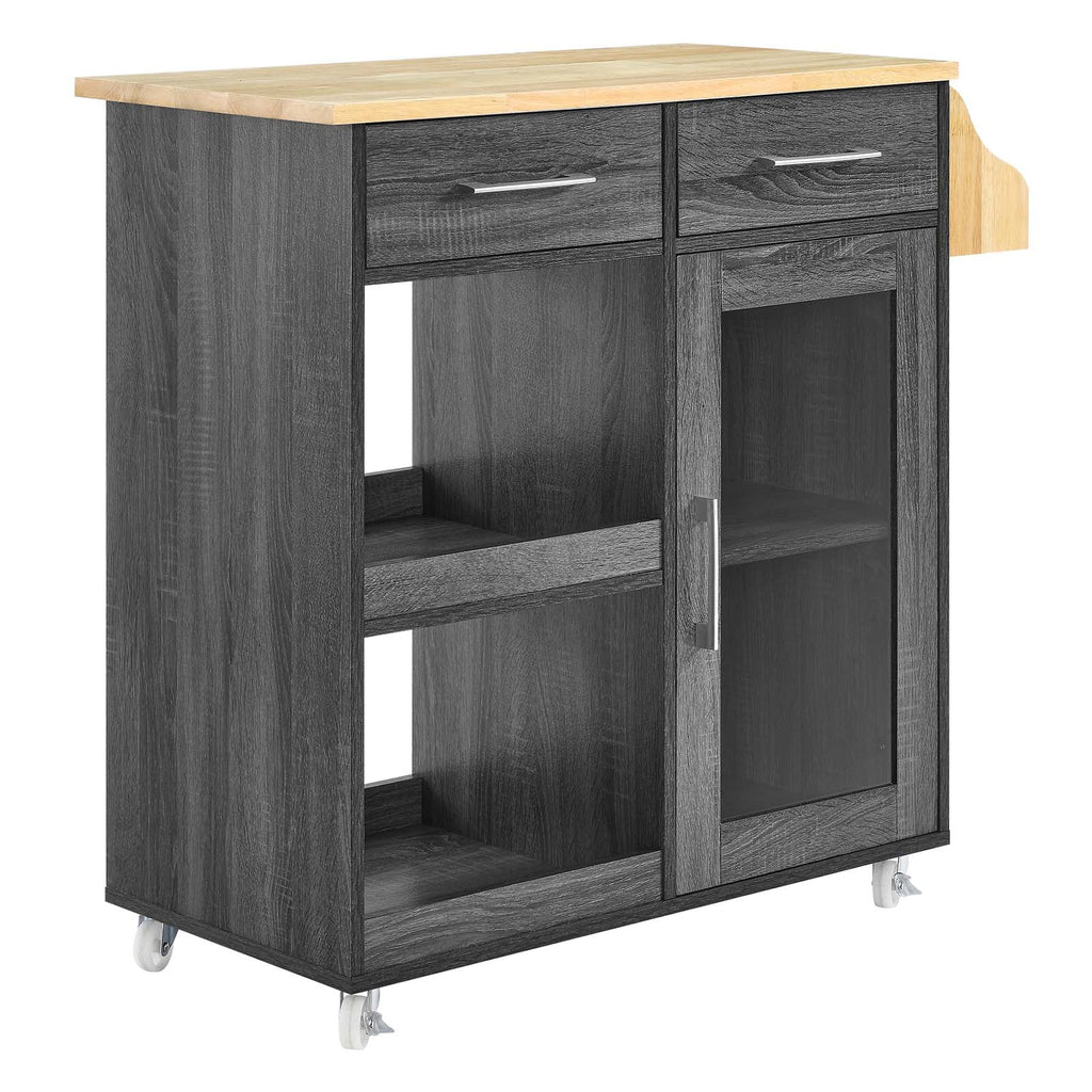 Culinary Kitchen Cart With Spice Rack by Modway