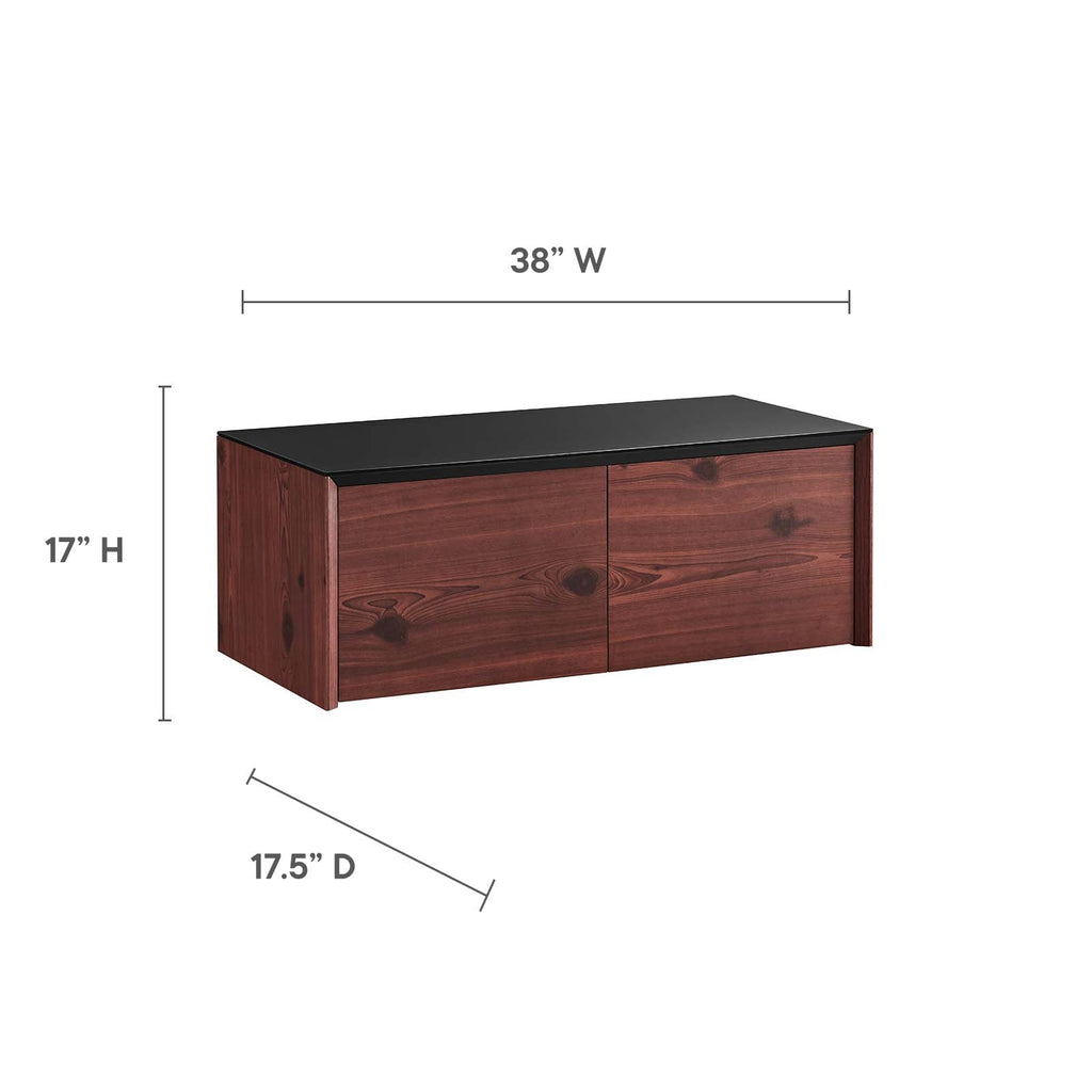 Kinetic 38" Wall-Mount Office Desk With Cabinet and Shelf by Modway