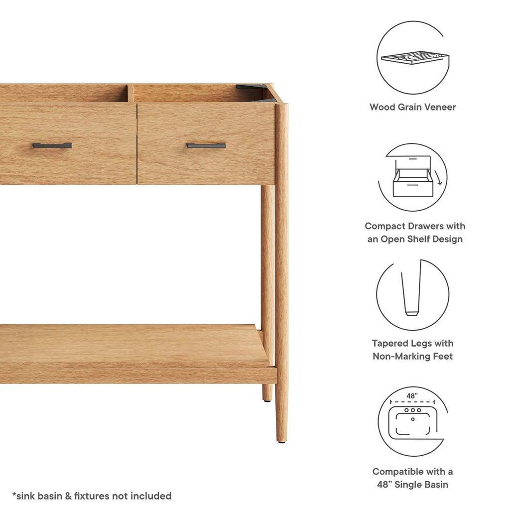 Zaire 48" Single Sink Compatible Bathroom Vanity Cabinet (Sink Basin Not Included) by Modway