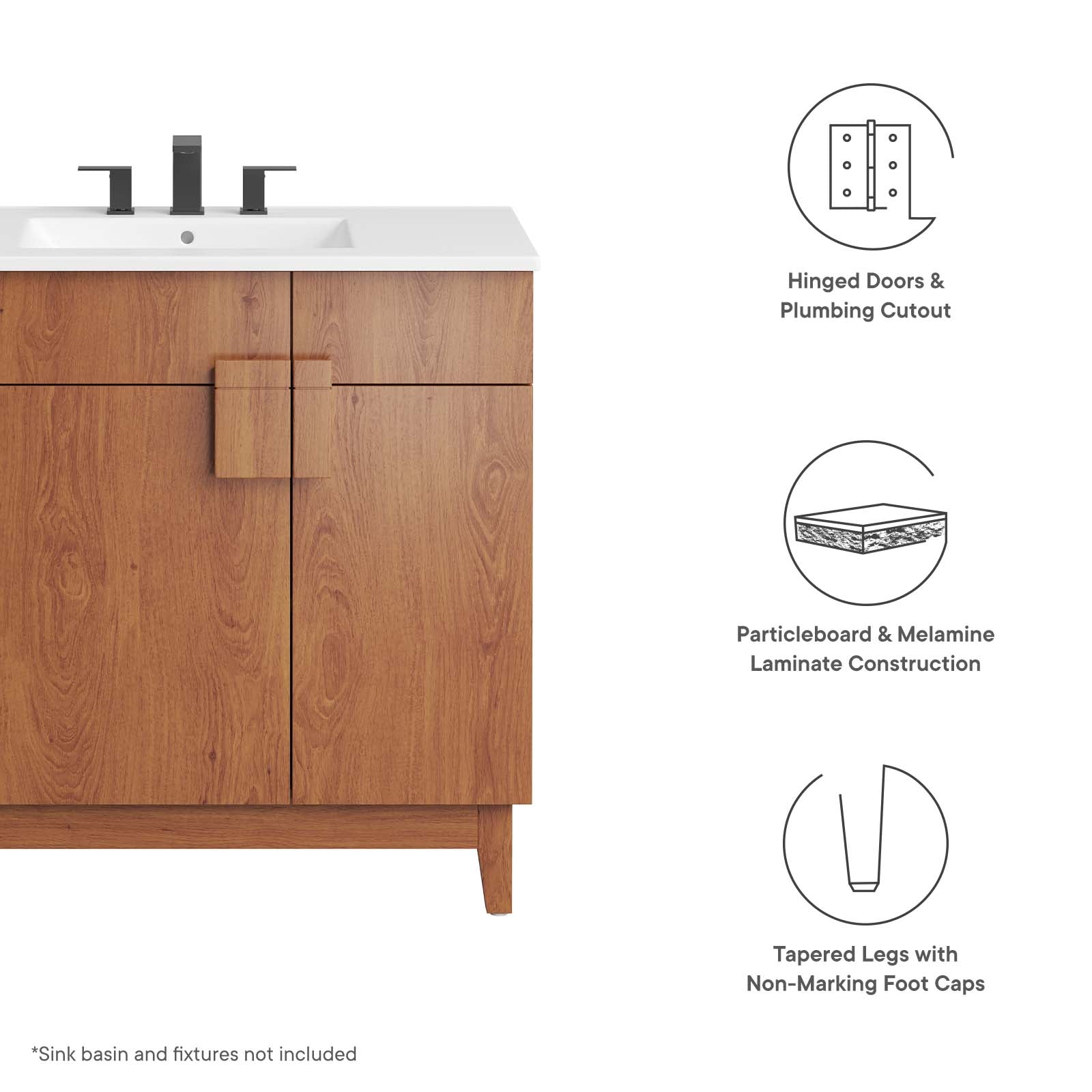 Miles 36" Bathroom Vanity Cabinet (Sink Basin Not Included) by Modway