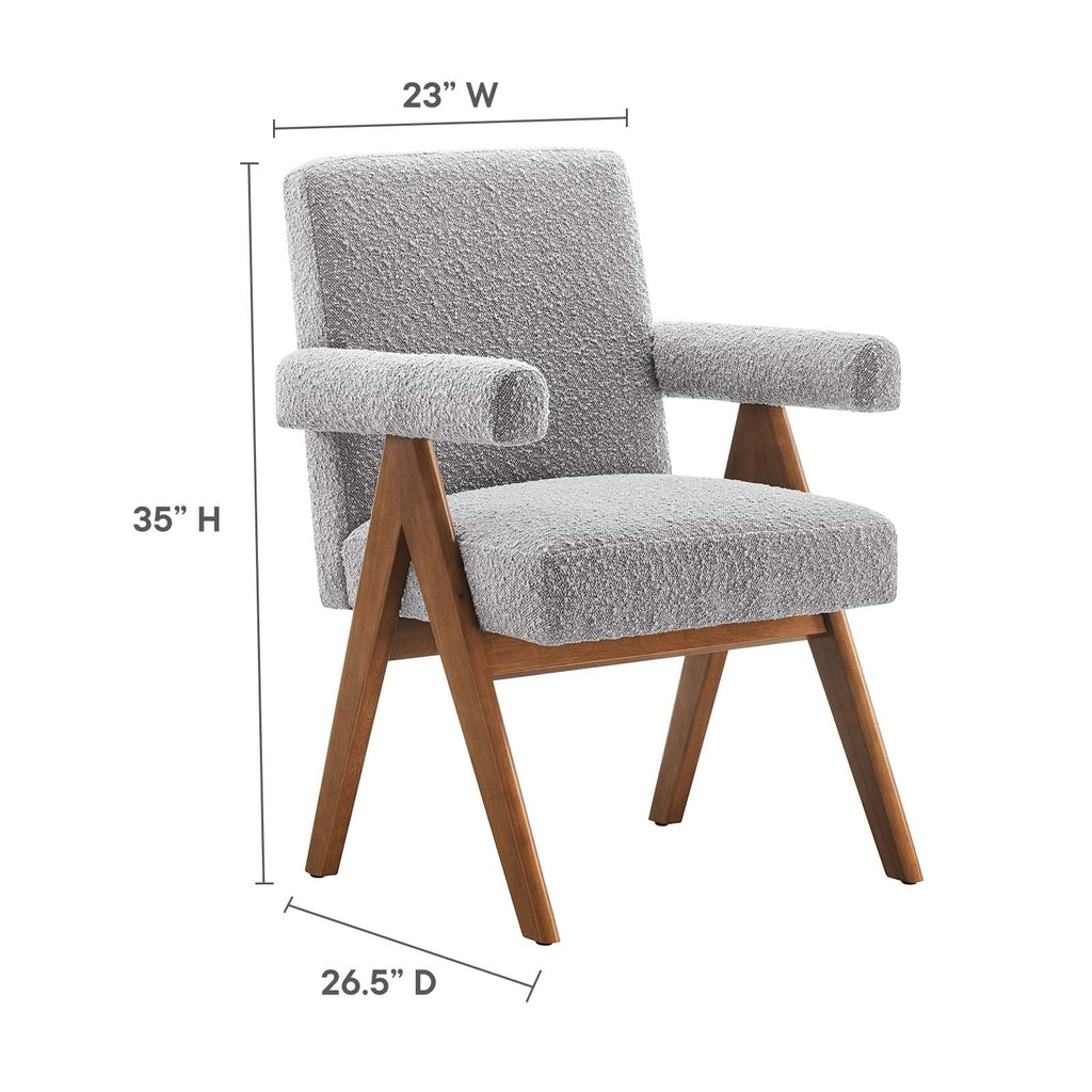Lyra Boucle Fabric Dining Room Chair Set of 2 by Modway