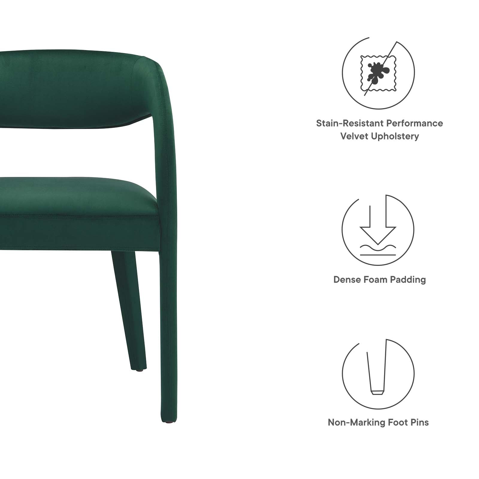 Pinnacle Performance Velvet Dining Chair Set of 2 by Modway