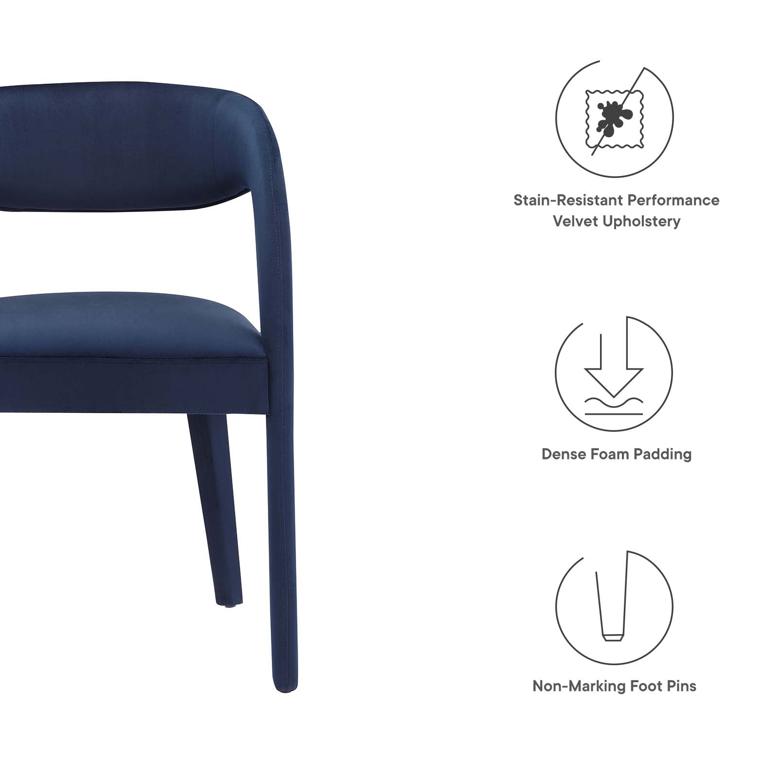 Pinnacle Performance Velvet Dining Chair Set of 2 by Modway