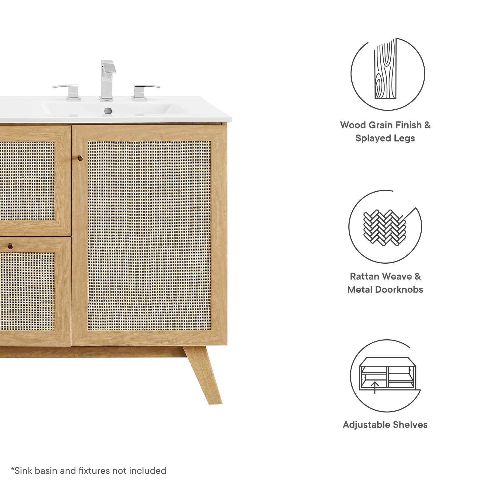Soma 48" Single or Double Sink Compatible Bathroom Vanity Cabinet (Sink Basin Not Included) by Modway