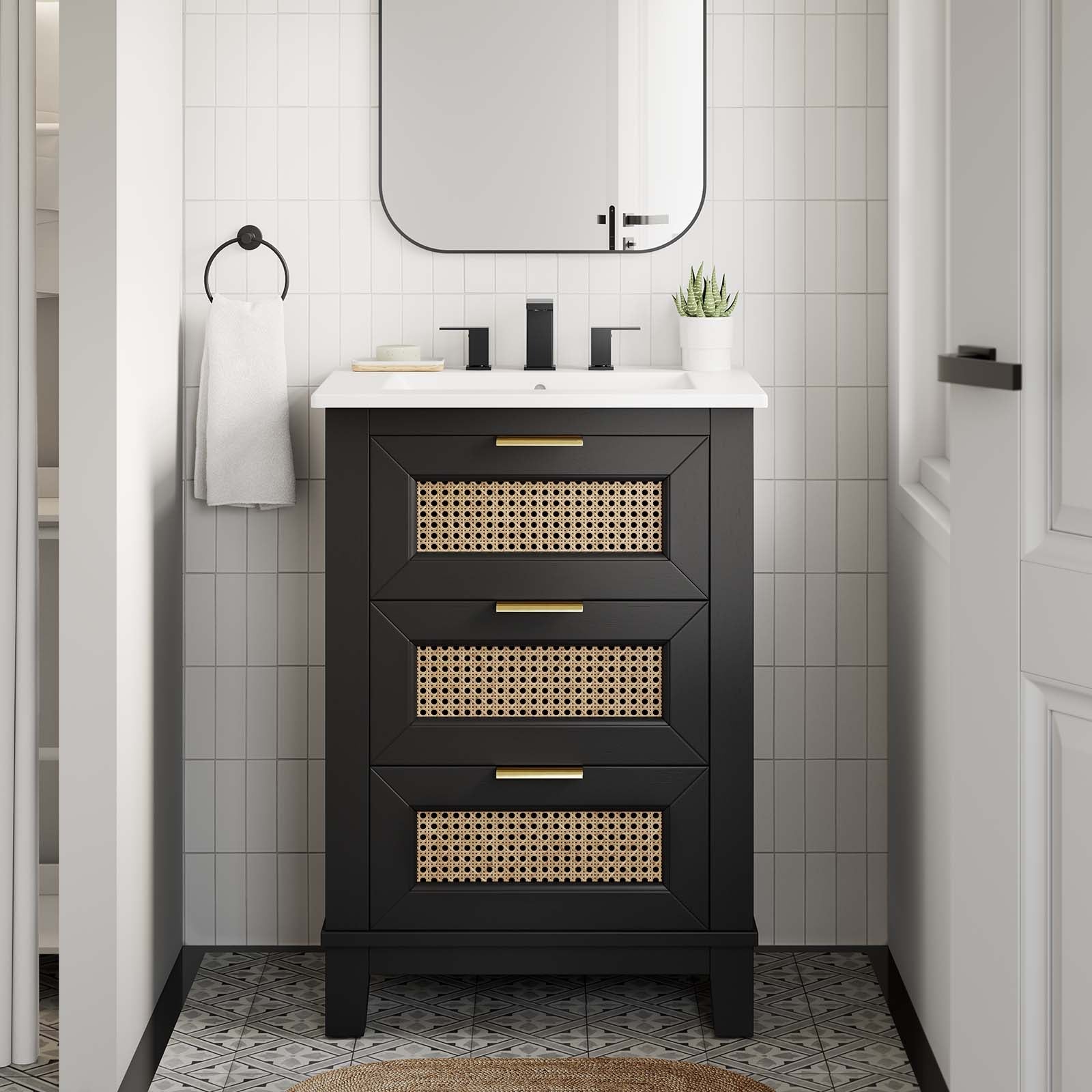 Dixie 24" Solid Wood Bathroom Vanity Cabinet (Sink Basin Not Included) by Modway
