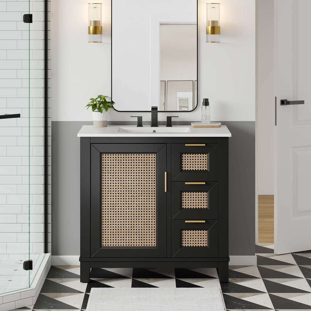 Dixie 36" Solid Wood Bathroom Vanity Cabinet (Sink Basin Not Included) by Modway