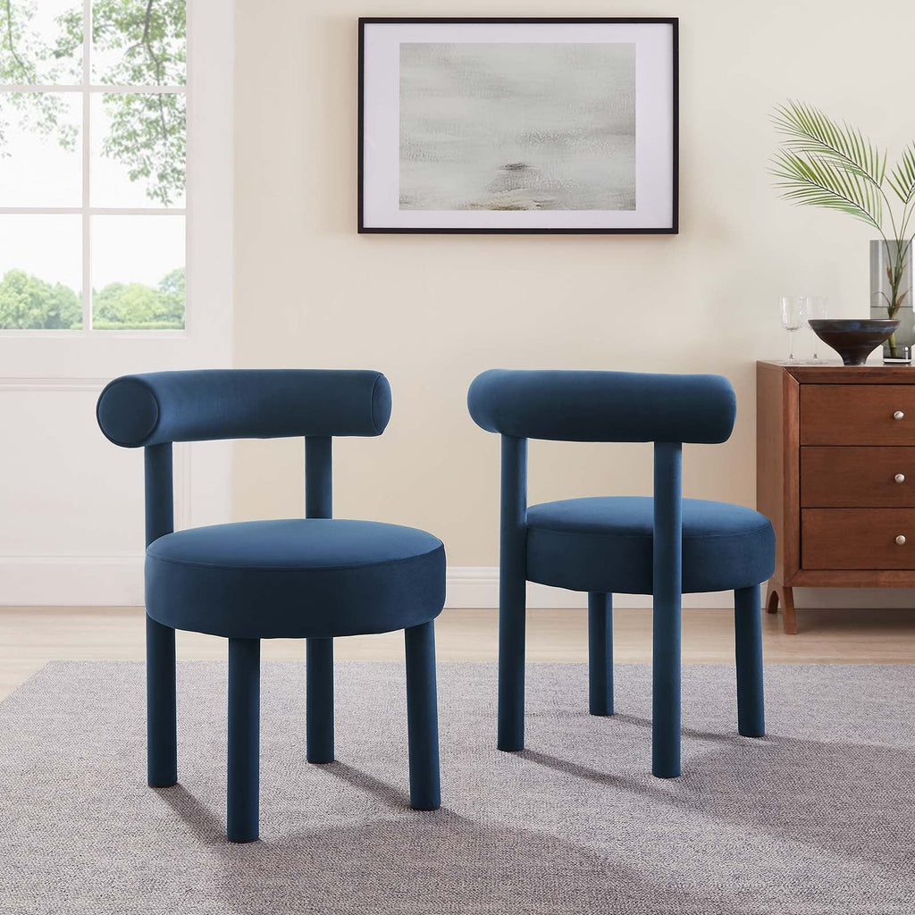 Toulouse Performance Velvet Dining Chair Set of 2 by Modway