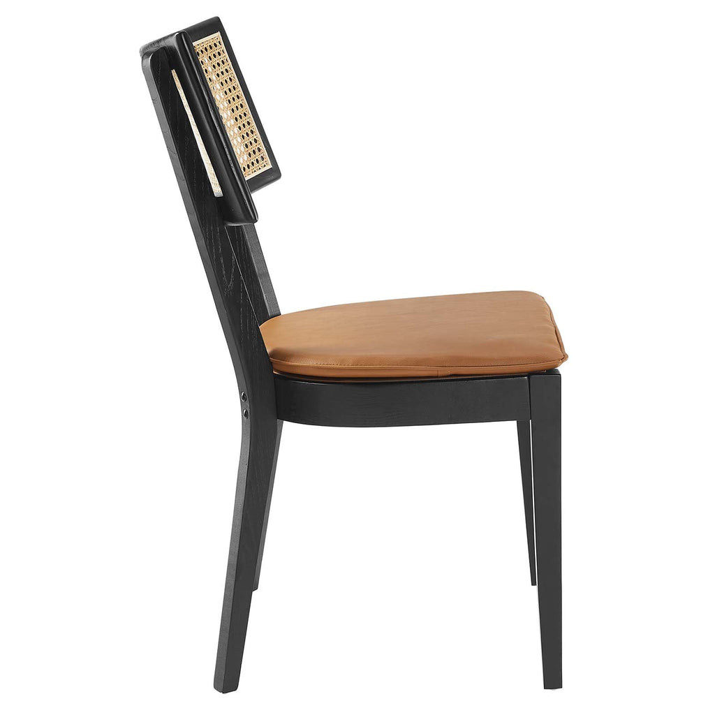 Caledonia Vegan Leather Upholstered Wood Dining Chairs Set of 2 by Modway