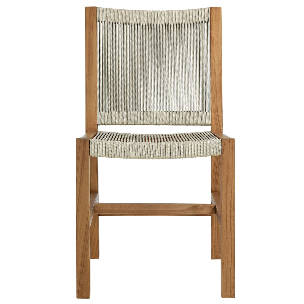 Vienna 3-Piece Outdoor Patio Teak and Rope Dining Set with Armless Chiars by Modway
