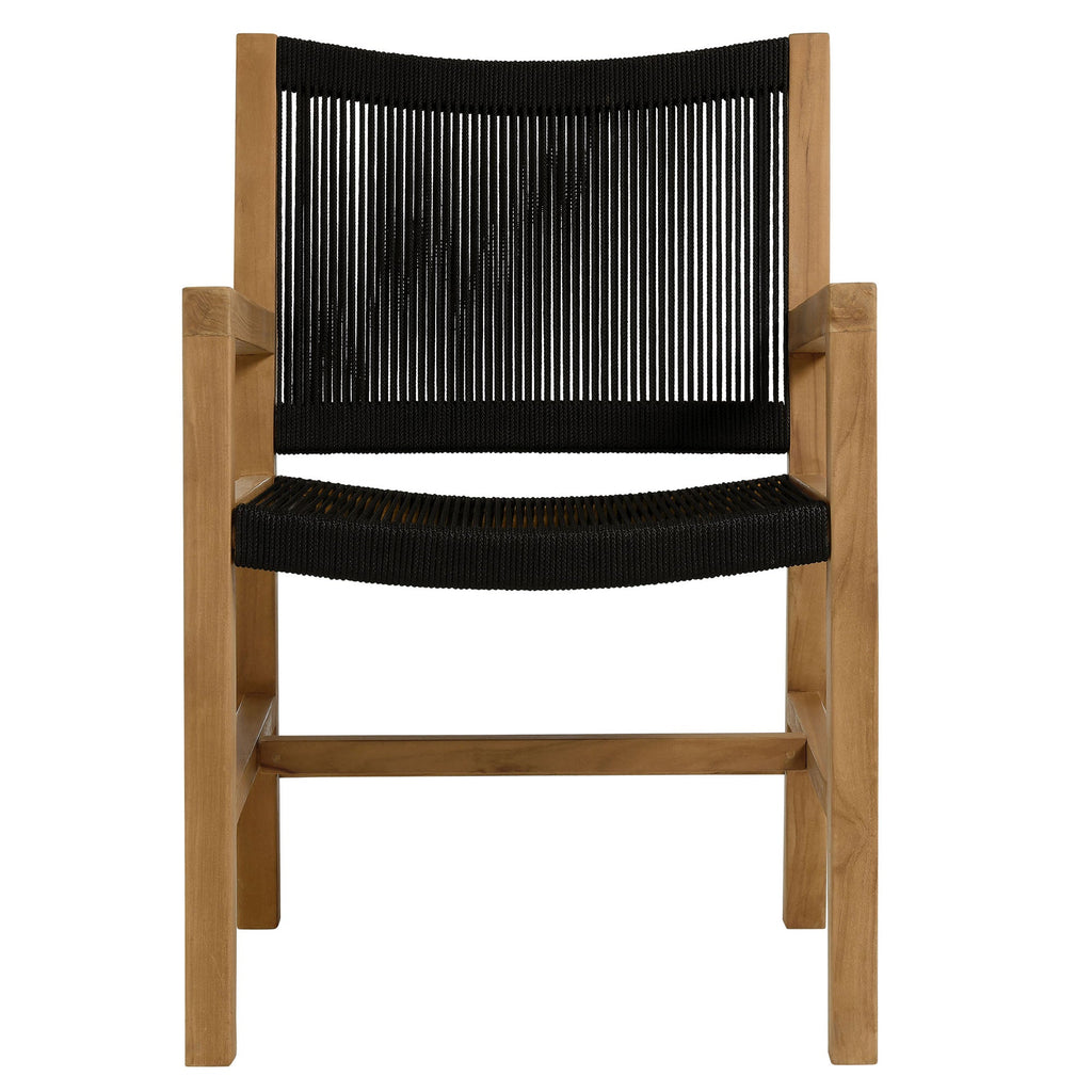 Vienna 3-Piece Outdoor Patio Teak and Rope Armchairs with Folding Side Table by Modway
