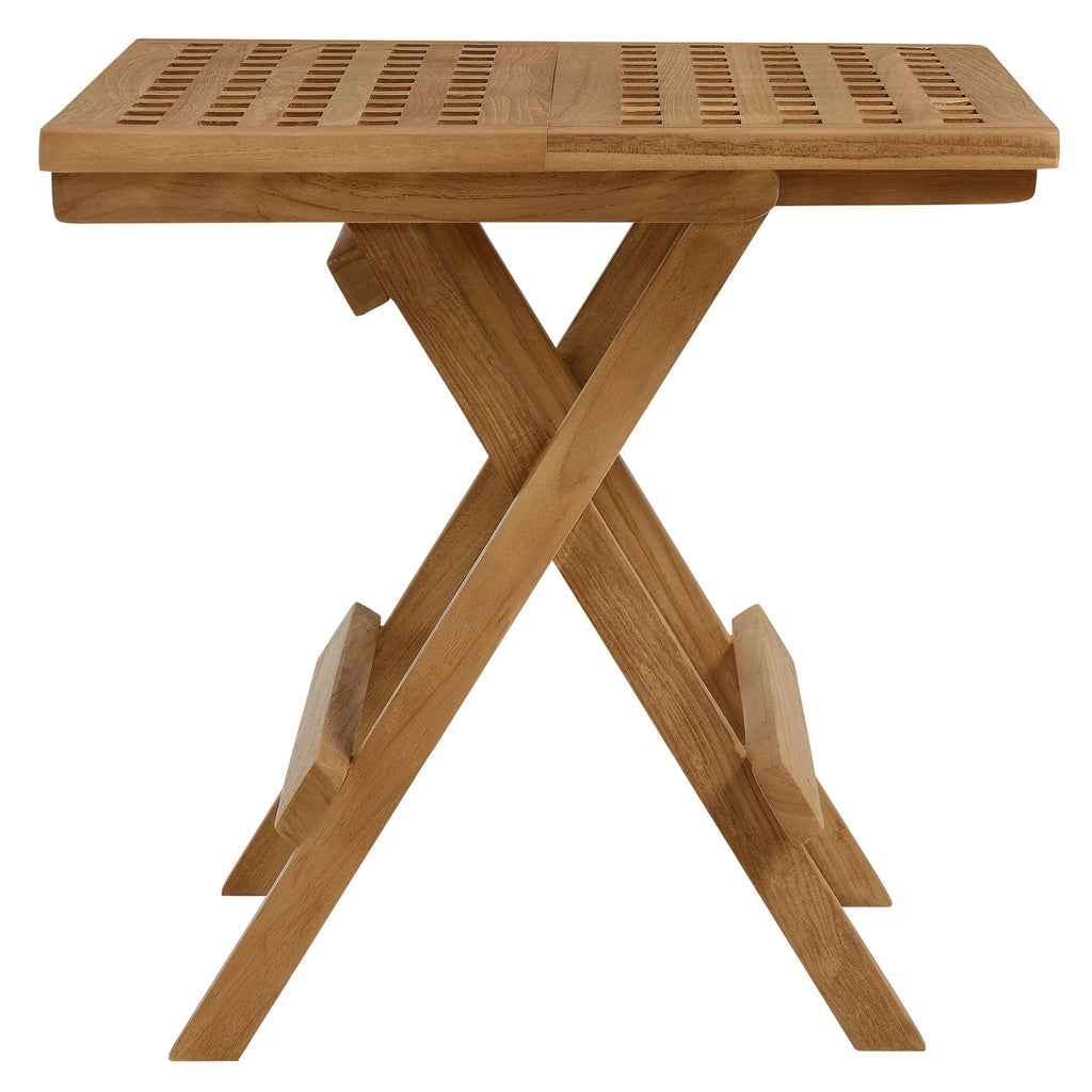 Vienna 3-Piece Outdoor Patio Teak and Rope Folding Lounge Chairs and Side Table by Modway