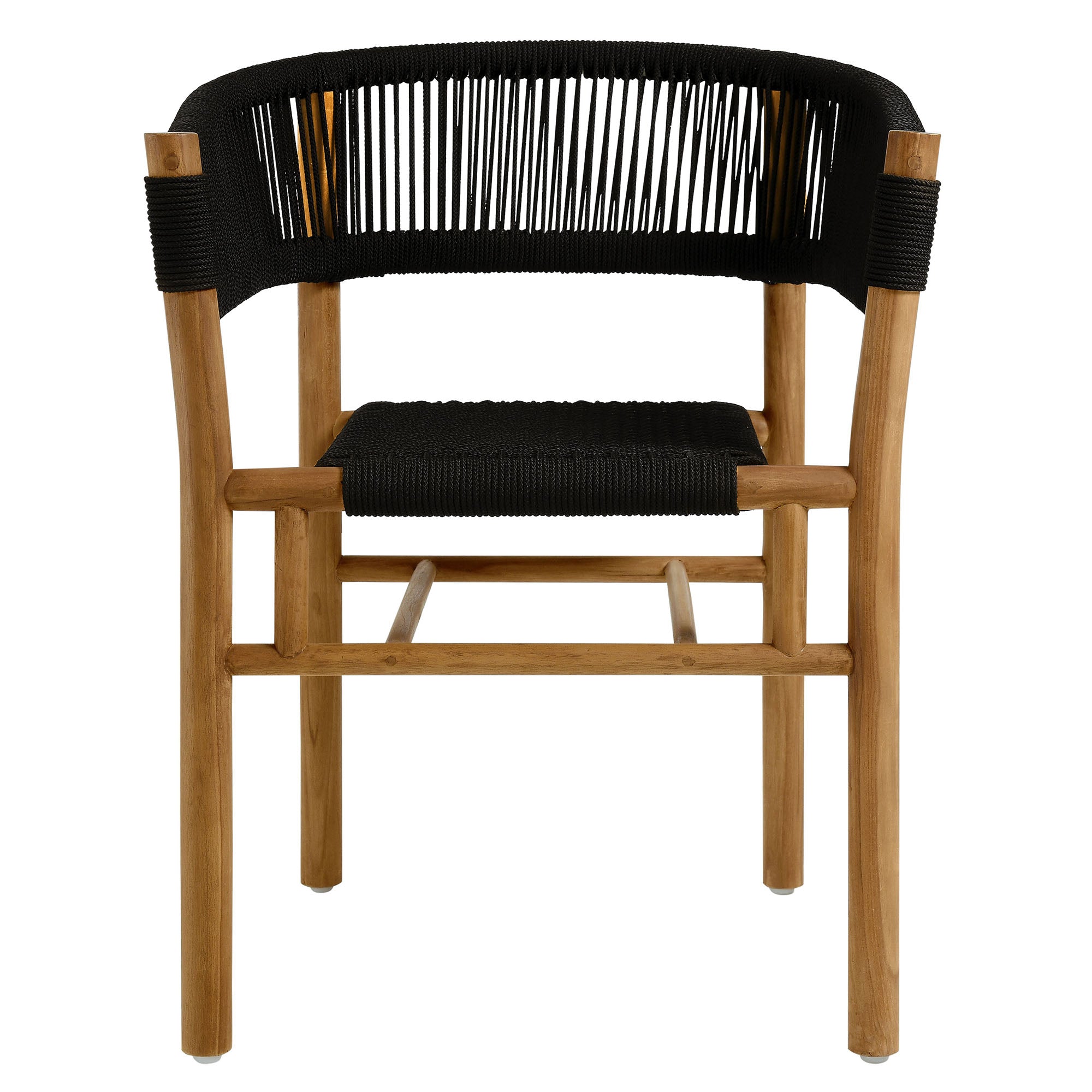 Vienna 5-Piece Outdoor Patio Teak and Rope Dining Set with Curved-Back Armchairs by Modway