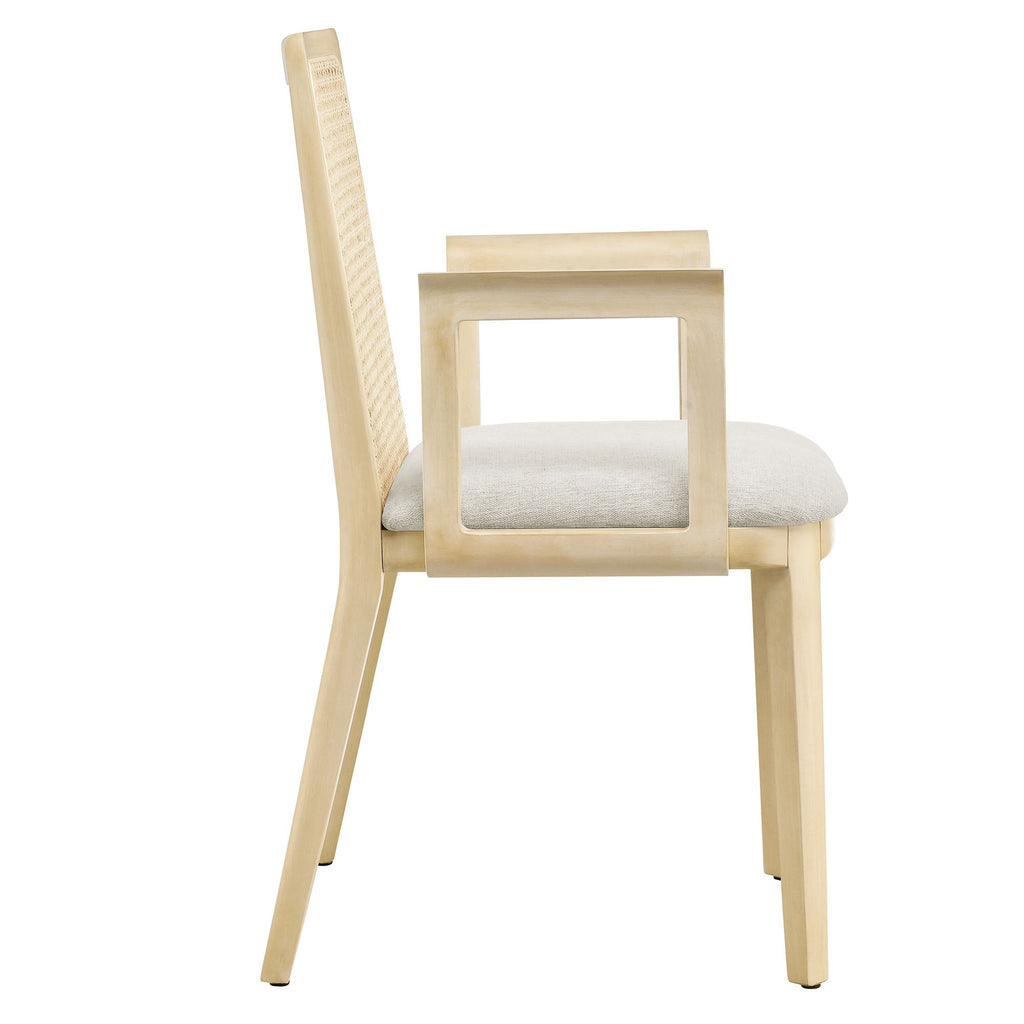 Monarch Wood and Rattan Dining Armchair by Modway