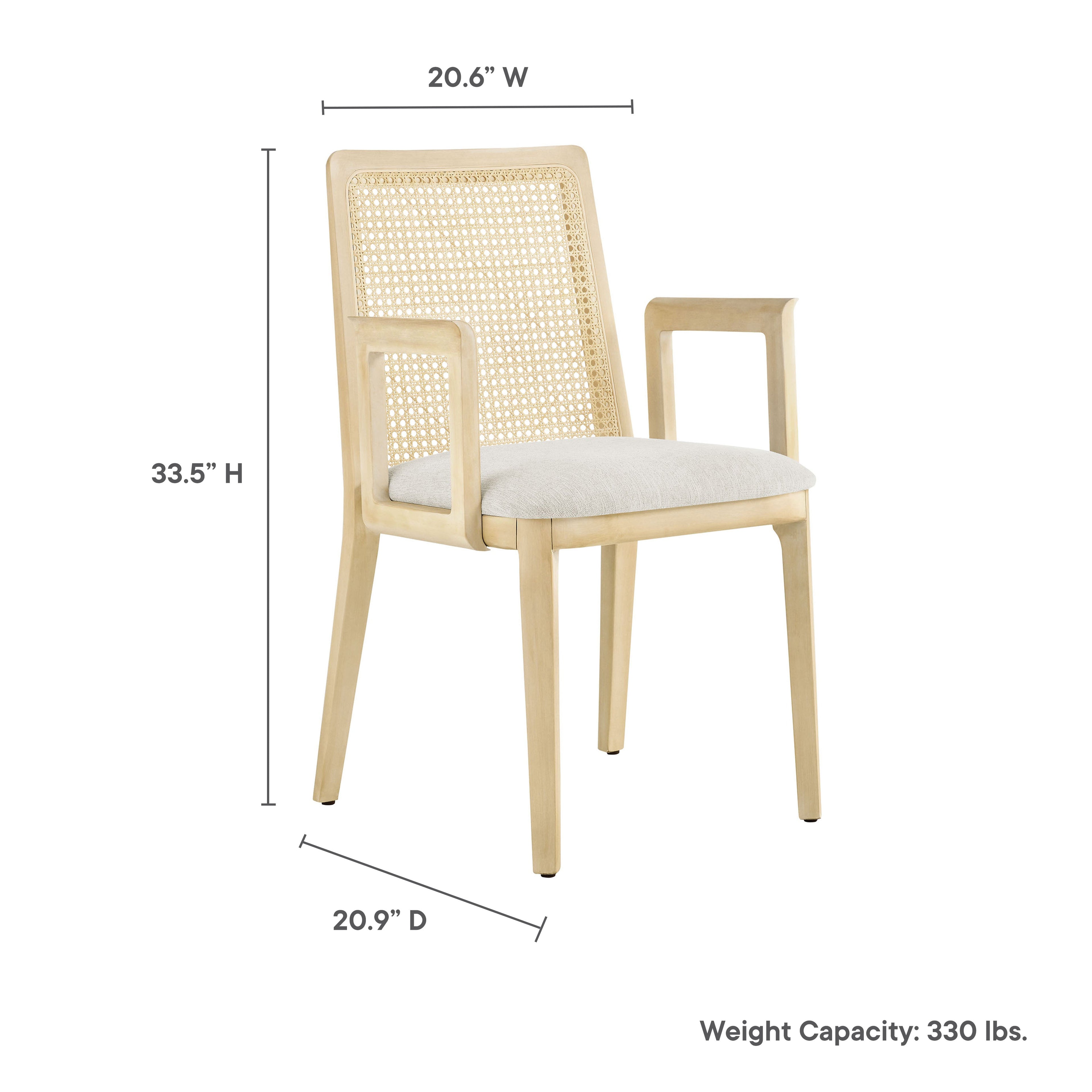 Monarch Wood and Rattan Dining Armchair by Modway