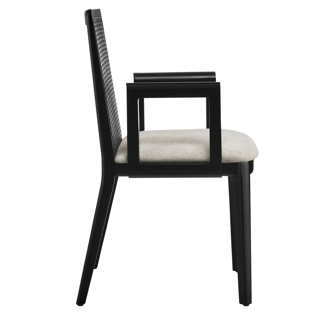 Monarch Wood and Rattan Dining Armchair by Modway