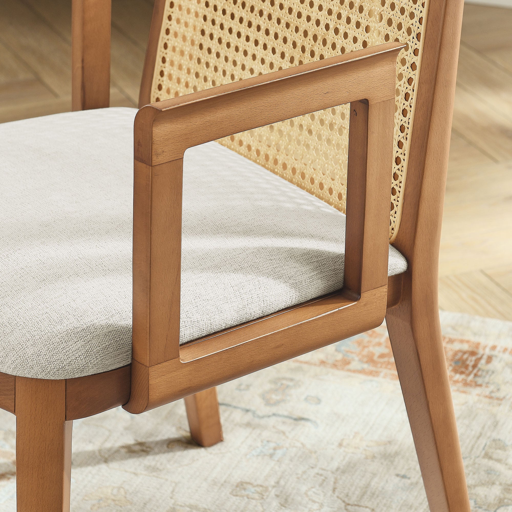 Monarch Wood and Rattan Dining Armchair by Modway