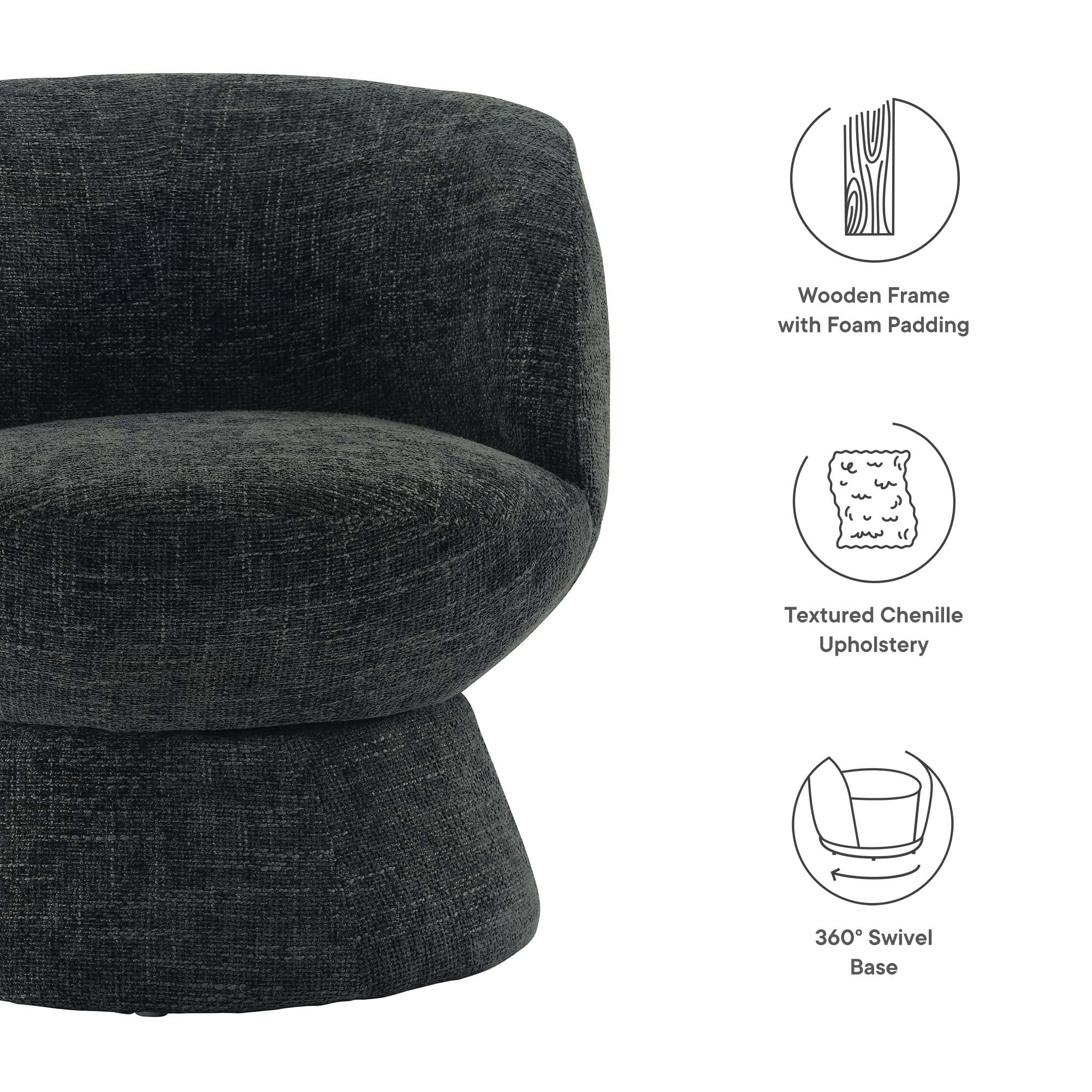 Vesta Chenille Fabric Upholstered Swivel Chair by Modway