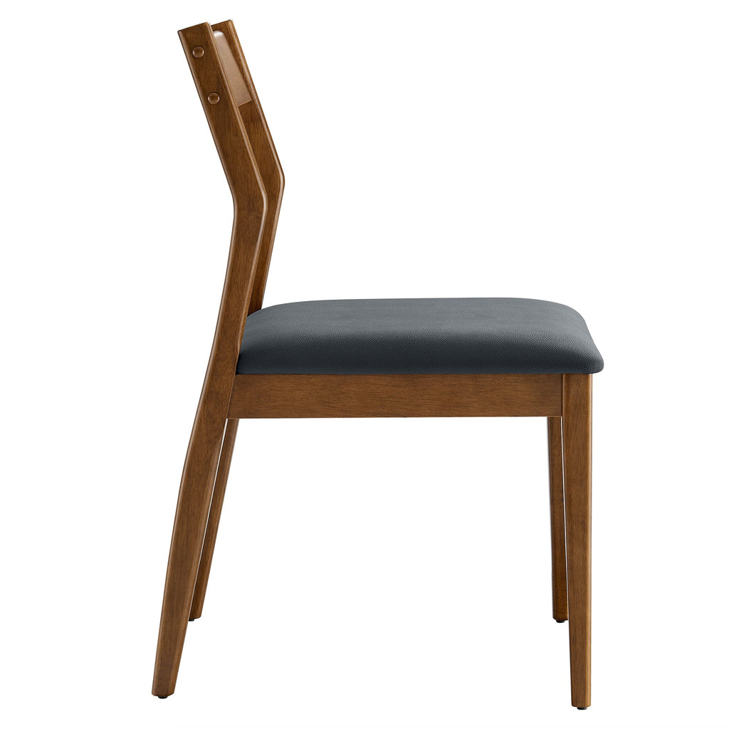 Solara Vegan Leather Wood Dining Side Chairs Set of 2 by Modway