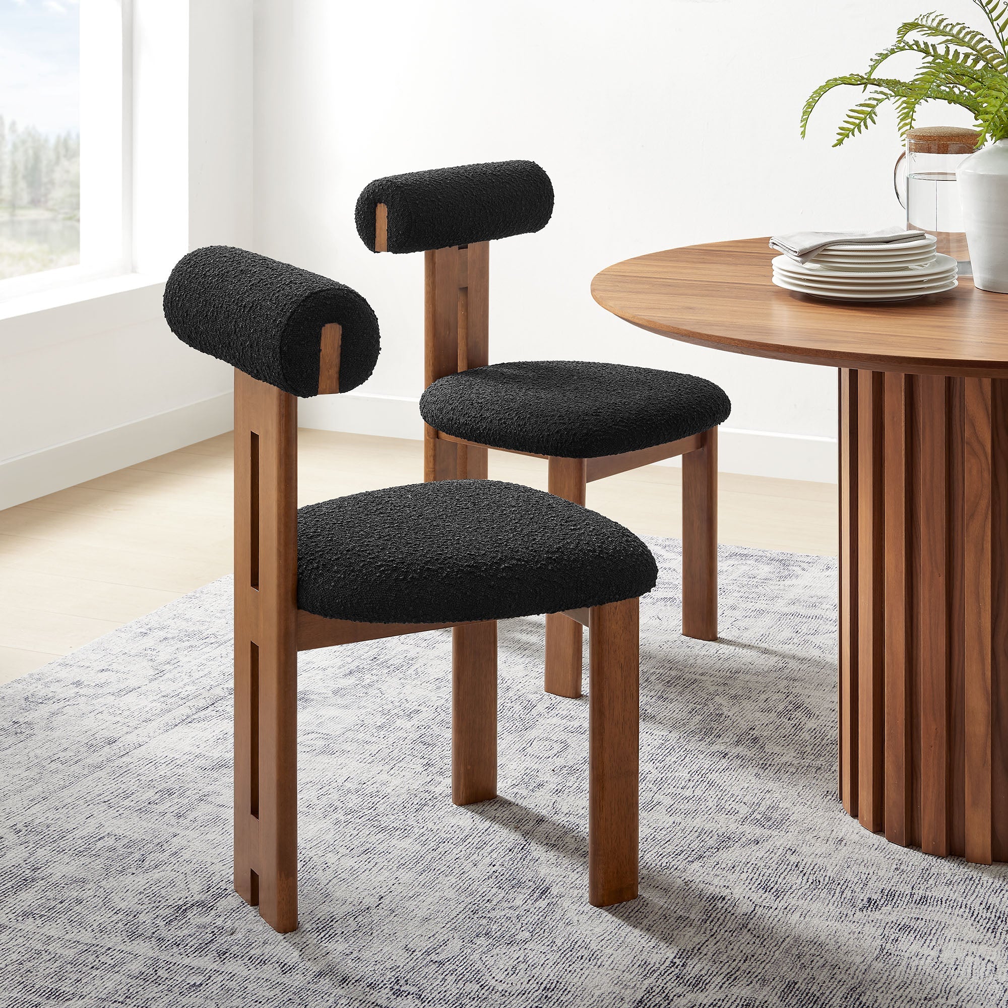 Torian Boucle Fabric Dining Chair Set of 2 by Modway
