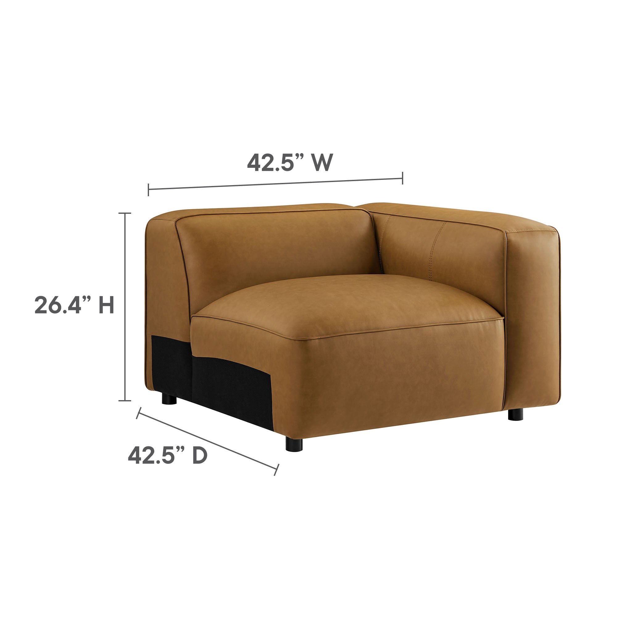Auren 5-Piece Upholstered Vegan Leather Modular L-Shaped Sofa by Modway