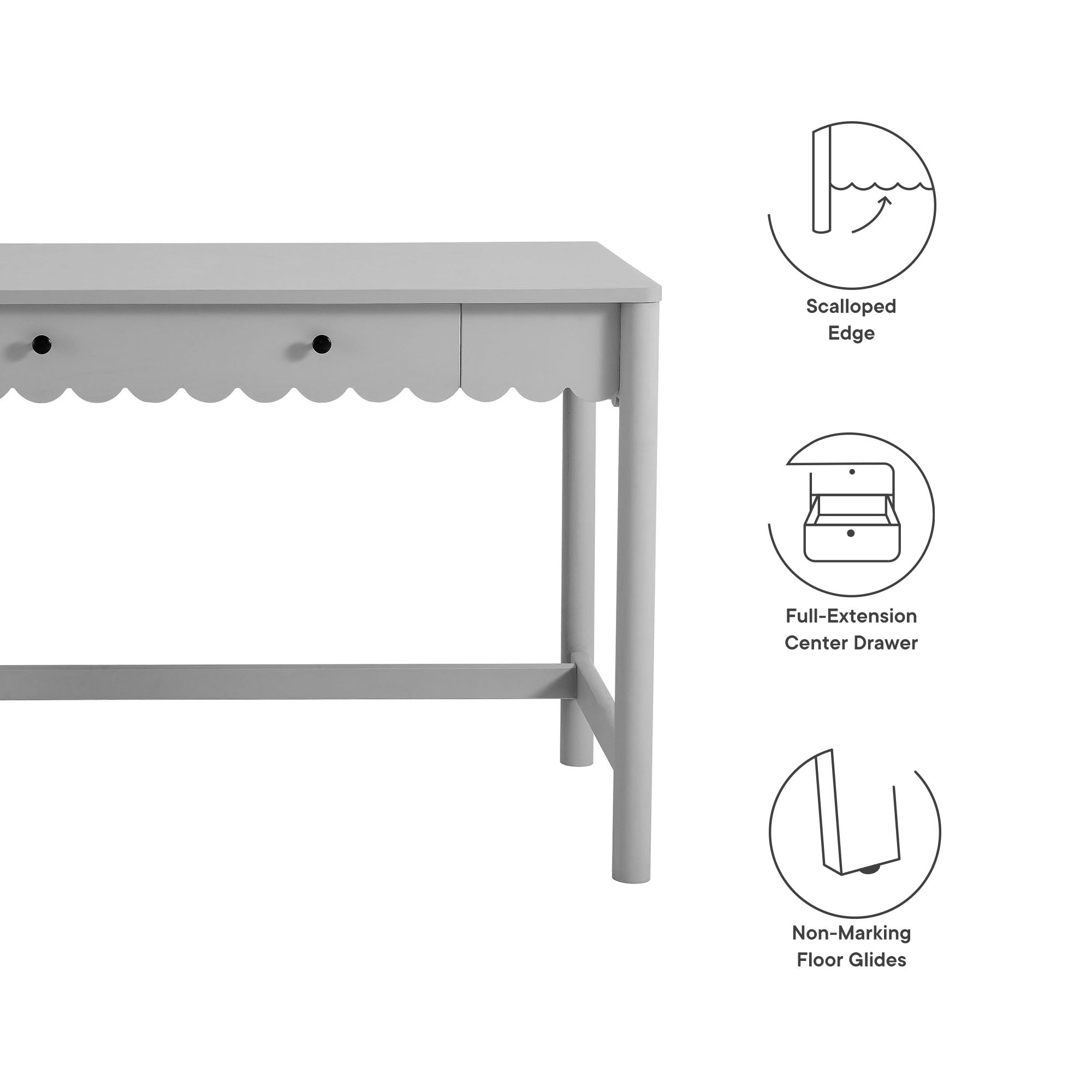 Emmeline 1-Drawer Scallop Writing Desk by Modway