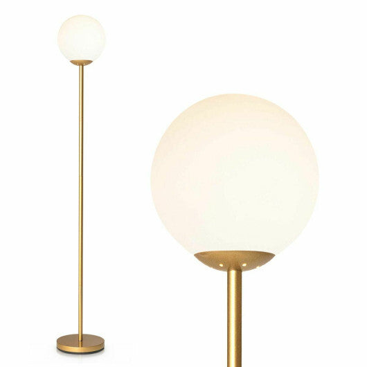 Glass Globe LED Floor Lamp with Glass Lampshade-Golden