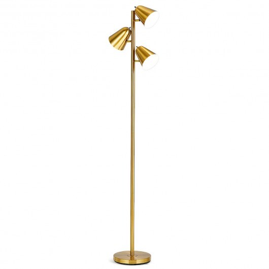 64 Inch 3-Light LED Floor Lamp Reading Light for Living Room Bedroom-Golden