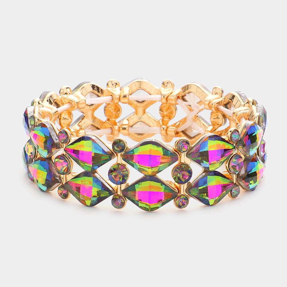 Stone Cluster Evening Stretch Bracelet