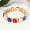 Round Stone Cluster Beaded Stretch Evening Bracelet
