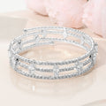 Marquise CZ Stone Cluster Accent Triple Row Adjustable Evening Wrap Bracelet
