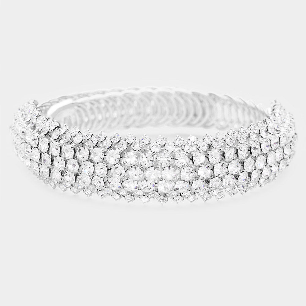 Rhinestone Statement Adjustable Evening Bracelet