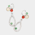 Teardrop Round Crystal Pointed Open Teardrop Dangle Evening Earrings