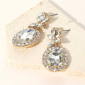 Oval Flower Crystal Evening Earrings