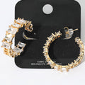 Gold Dipped Square CZ Stone Cluster Around Evening Hoop Earrings