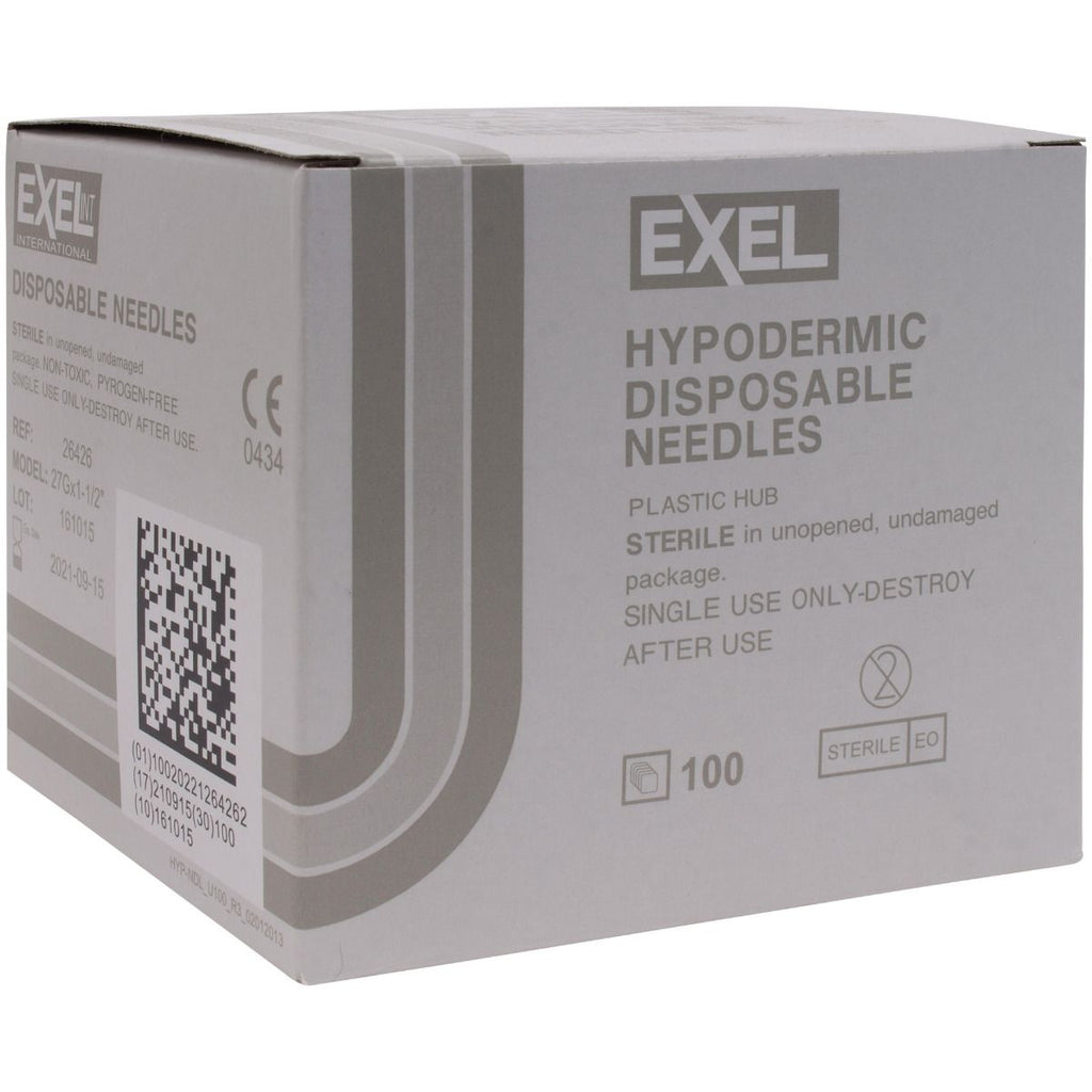 EXEL 27G x 1-1/2" Hypodermic Needles w/ Regular Wall - 26426