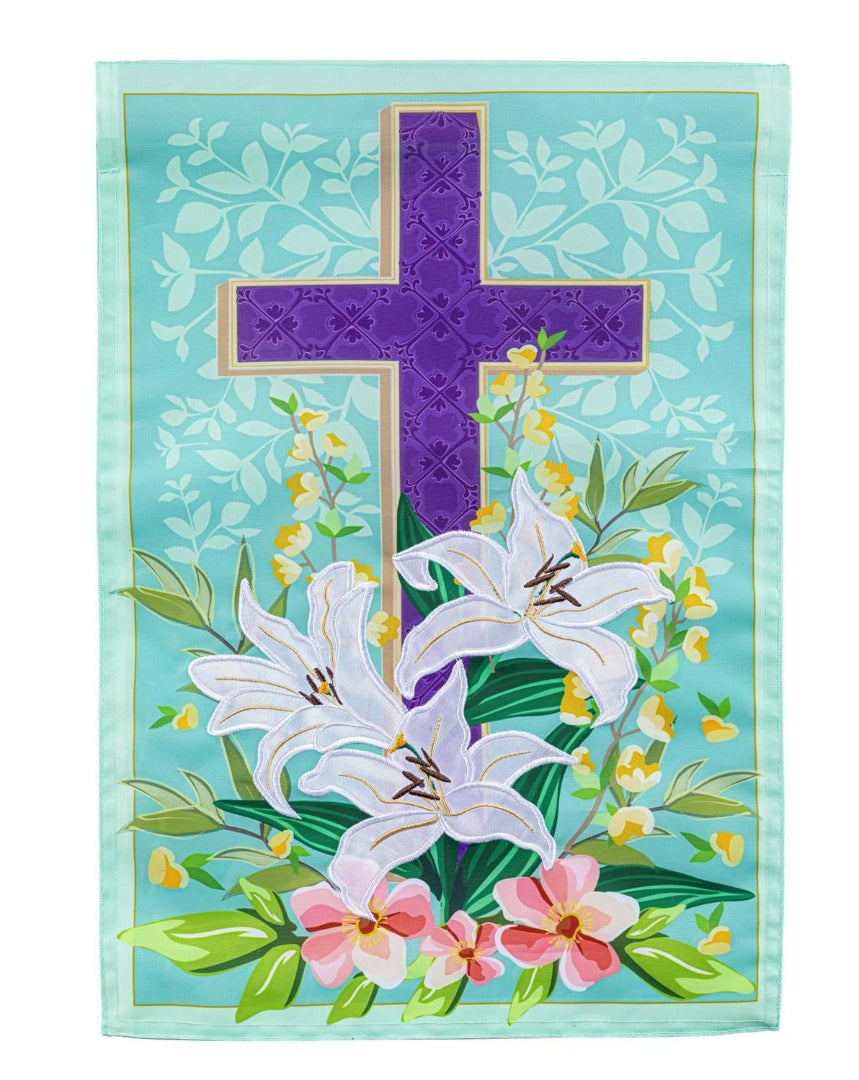 Easter Cross 2 Sided Applique Garden Flag