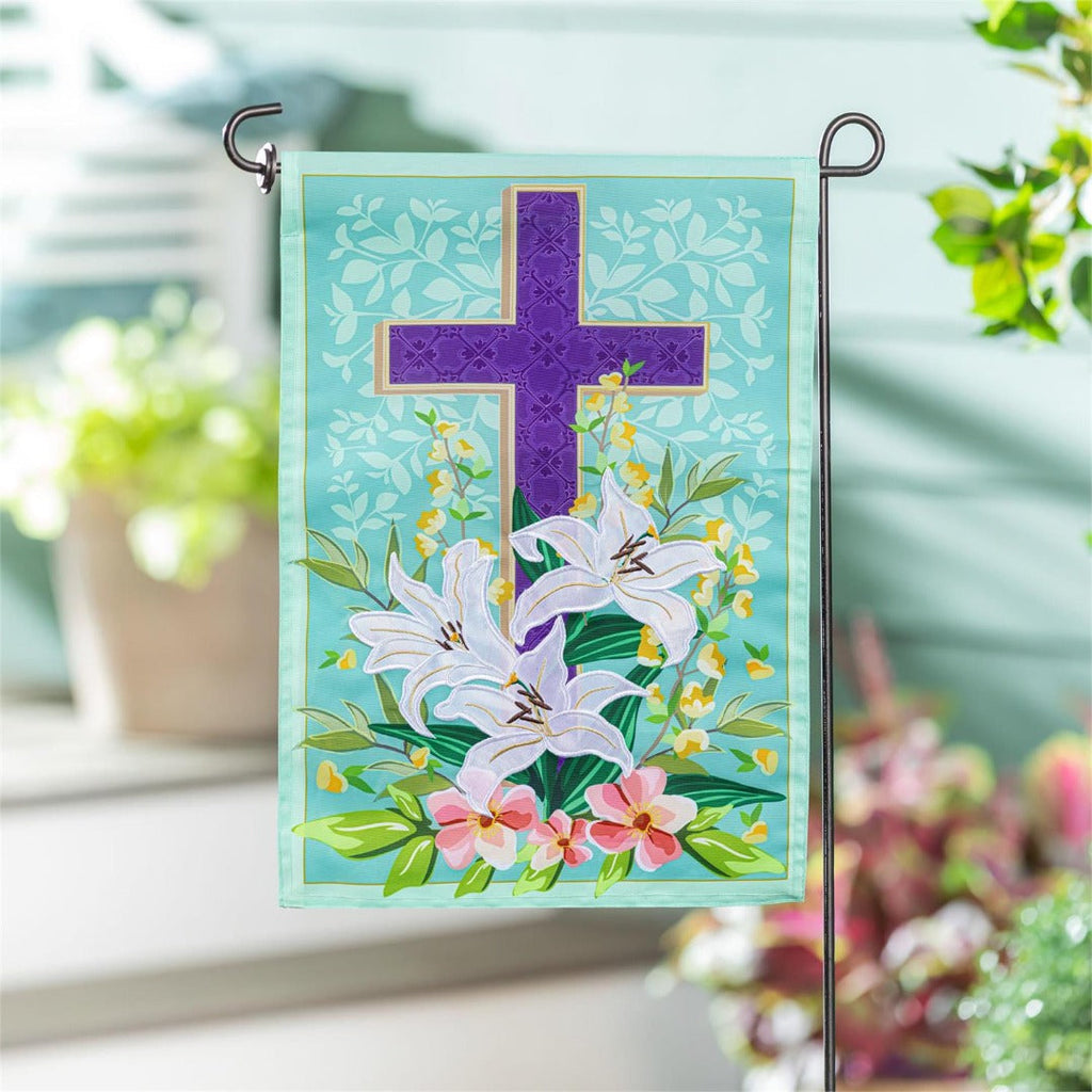Easter Cross 2 Sided Applique Garden Flag