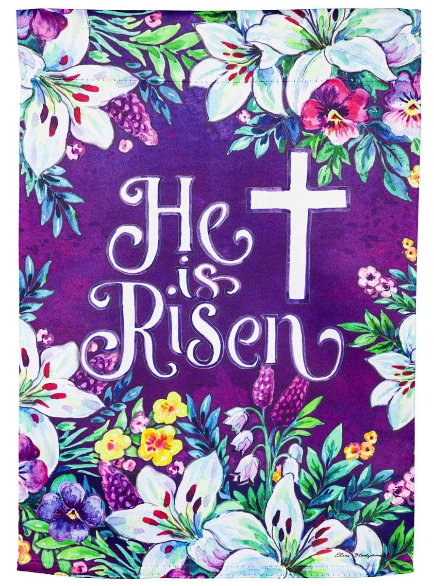 Easter Cross Spring Flowers 2 Sided Garden Flag