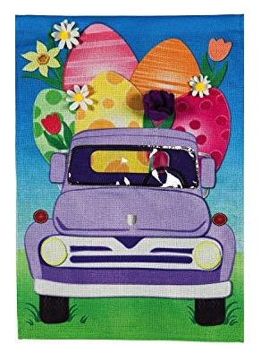 Easter Egg Truck 2 Sided Garden Flag