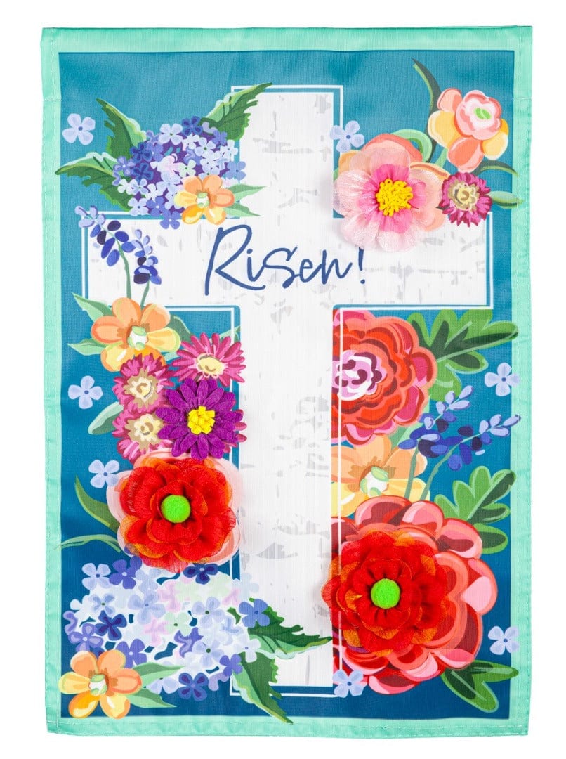 Easter Floral Cross Garden Flag Applique 2 Sided