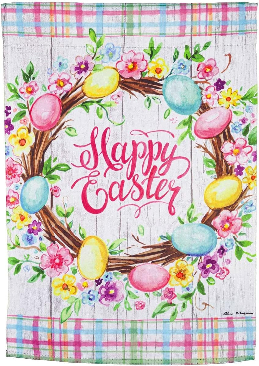 Easter Floral Wreath 2 Sided Garden Flag