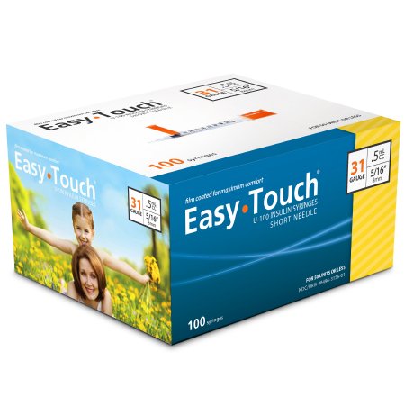 EasyTouch® U-100 Insulin Syringe w/ Needle 0.5 mL 31G x 5/16" - 831565