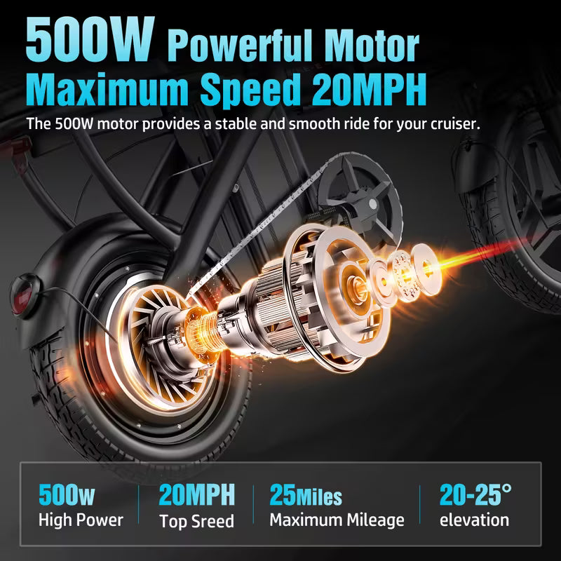 Ebikes for Adults, 500W Lightweight Folding Electric Bike for Adults, 20MPH 35Mile Long Range Commuter Electric Bicycle