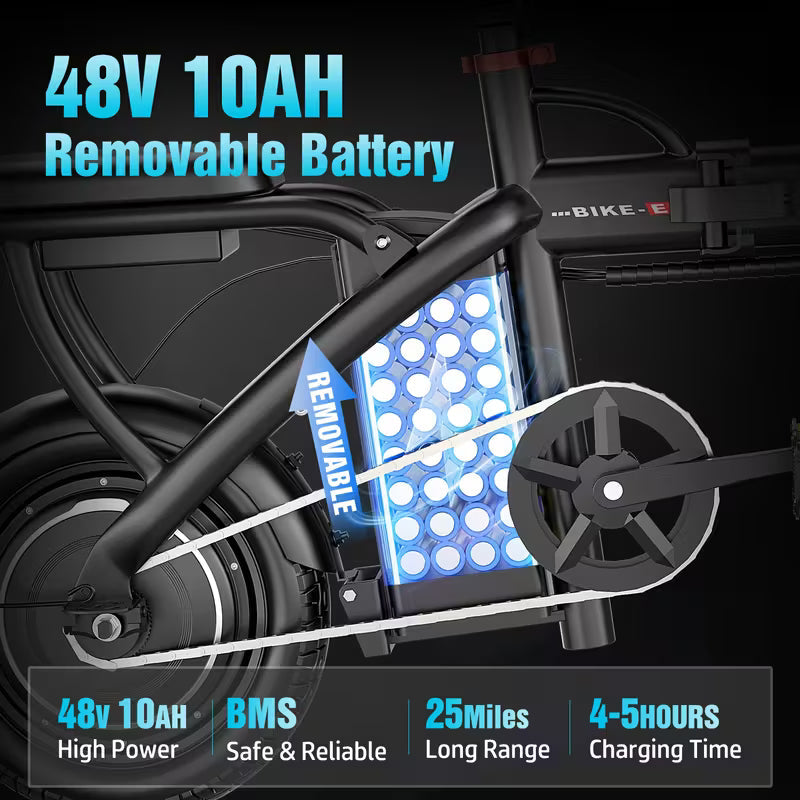 Ebikes for Adults, 500W Lightweight Folding Electric Bike for Adults, 20MPH 35Mile Long Range Commuter Electric Bicycle