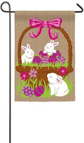 Egg Basket Easter Garden Flag 2 Sided Burlap