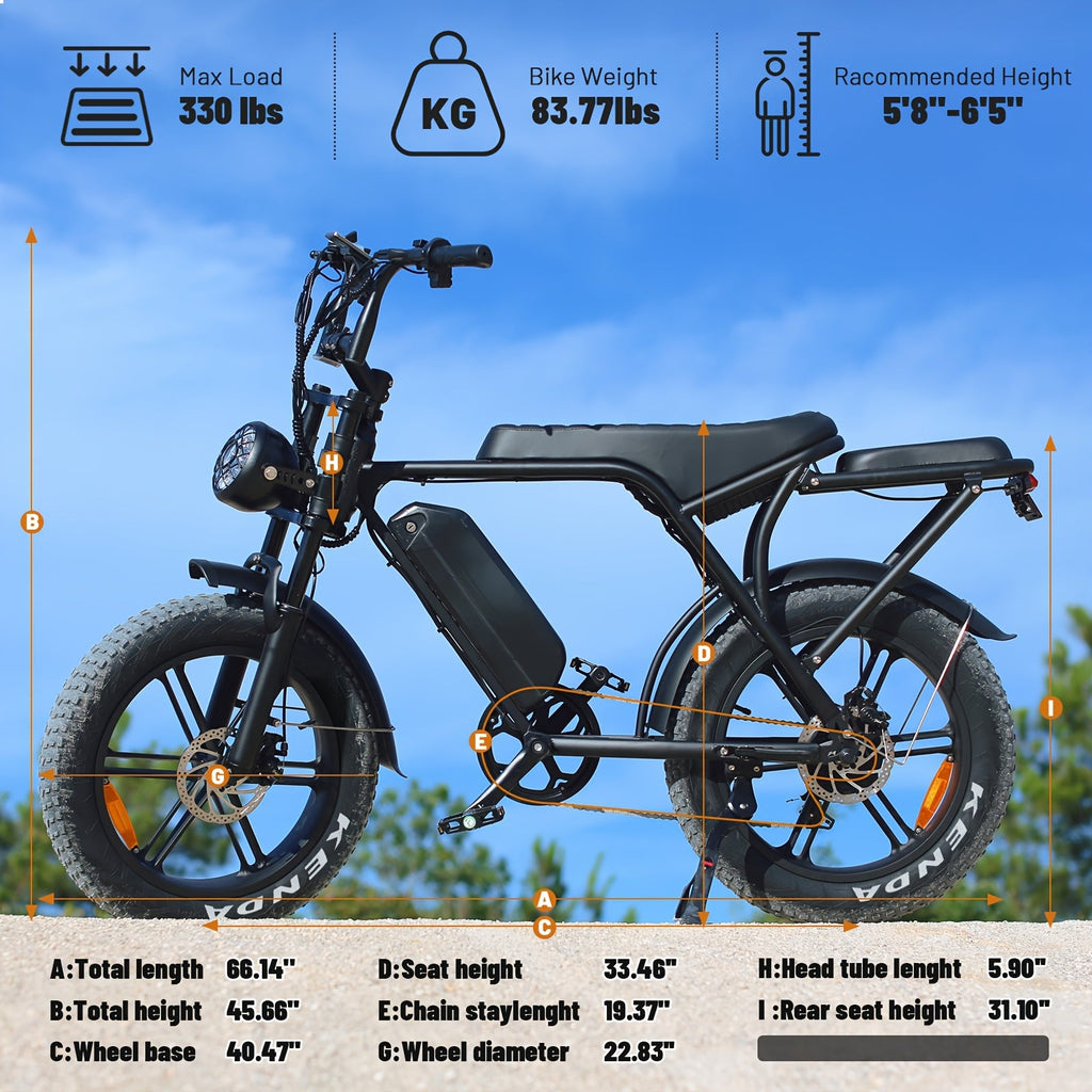 Electric Bike, V8 Electric Mountain Bike with 500W Motor 48V 15Ah