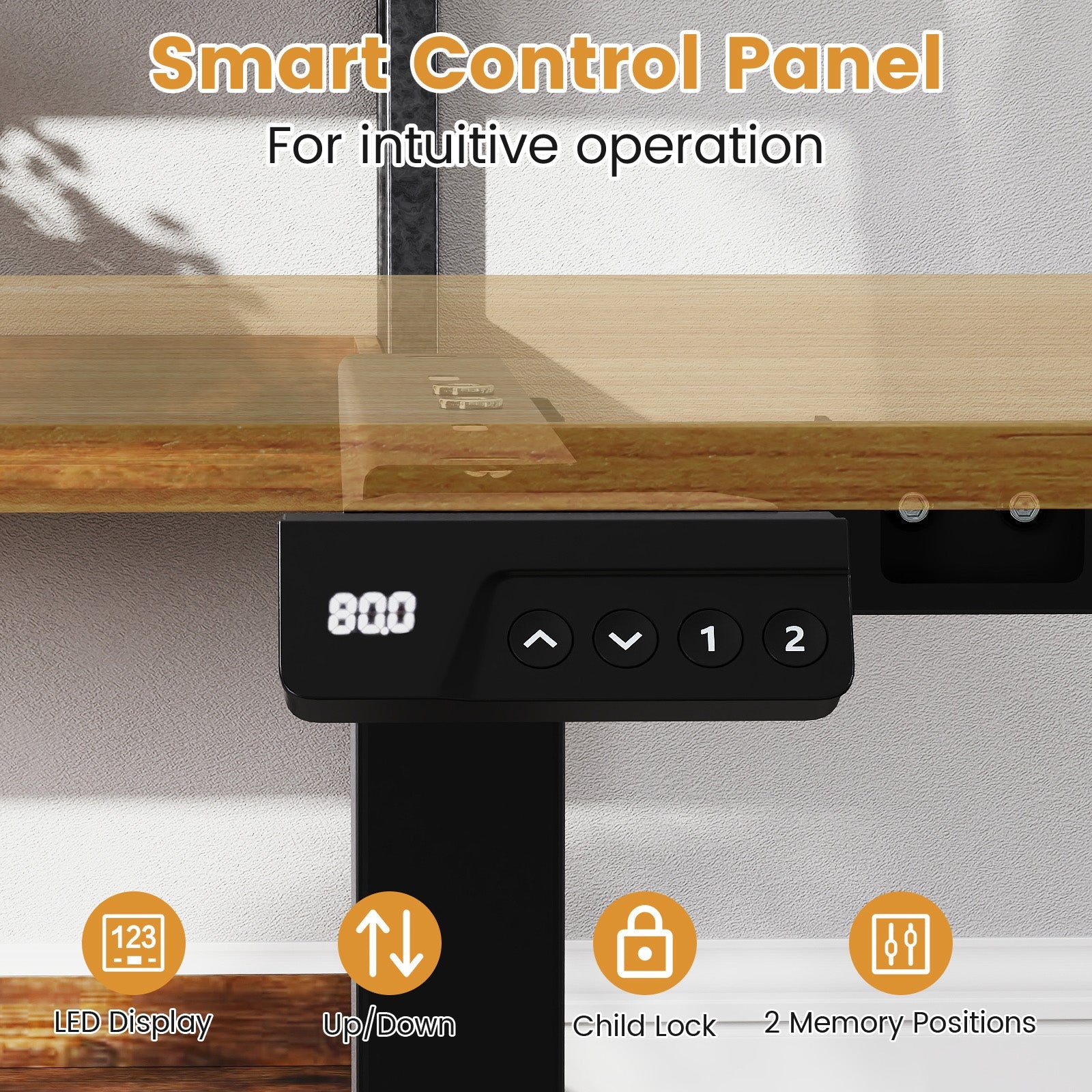 Electric Standing Desk Frame Height Adjustable Computer Desk Base with LED Display