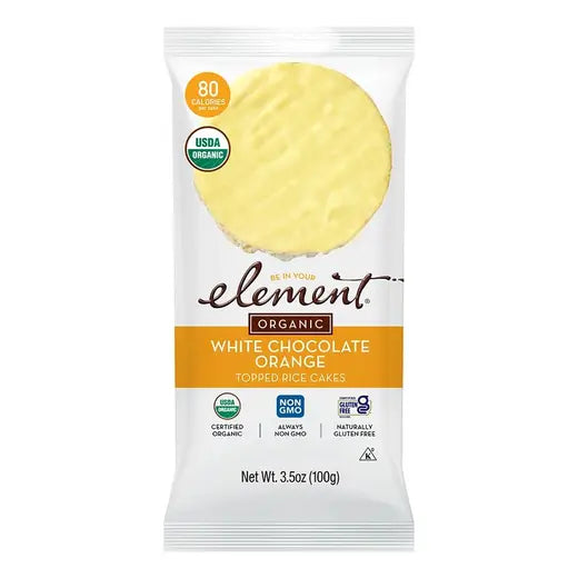 Element Organic Vanilla Orange Dipped Rice Cakes, Case of 6 (3.5 oz Each)