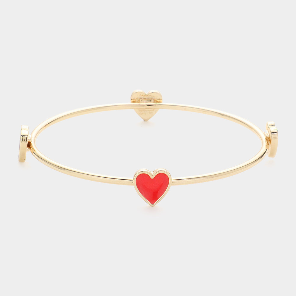 Enamel Heart Pointed Bangle Bracelet