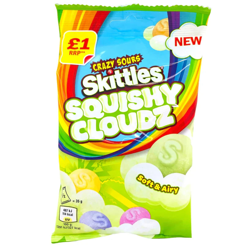Skittles Crazy Sours Squishy Cloudz Gummy Candy - 70g 6-Pack